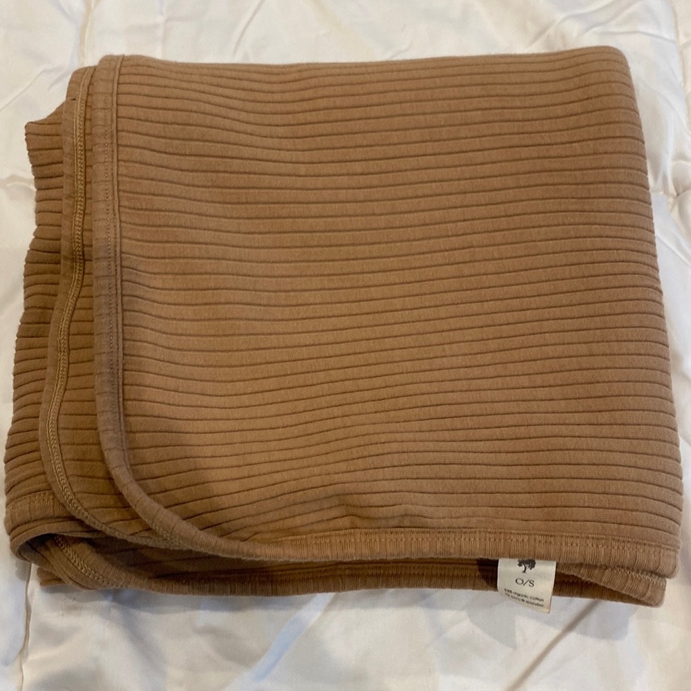 Kate Quinn Organic Cotton Double Layer Blanket, Cinnamon, Wide-rib